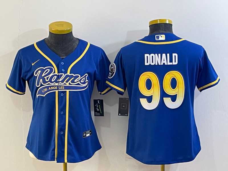 Women's Los Angeles Rams #99 Aaron Donald Royal With Patch Cool Base Stitched Baseball Jersey,We sell and wholesale Women's Los Angeles Rams #99 Aaron Donald Royal With Patch Cool Base Stitched Baseball Jersey on line form chian!